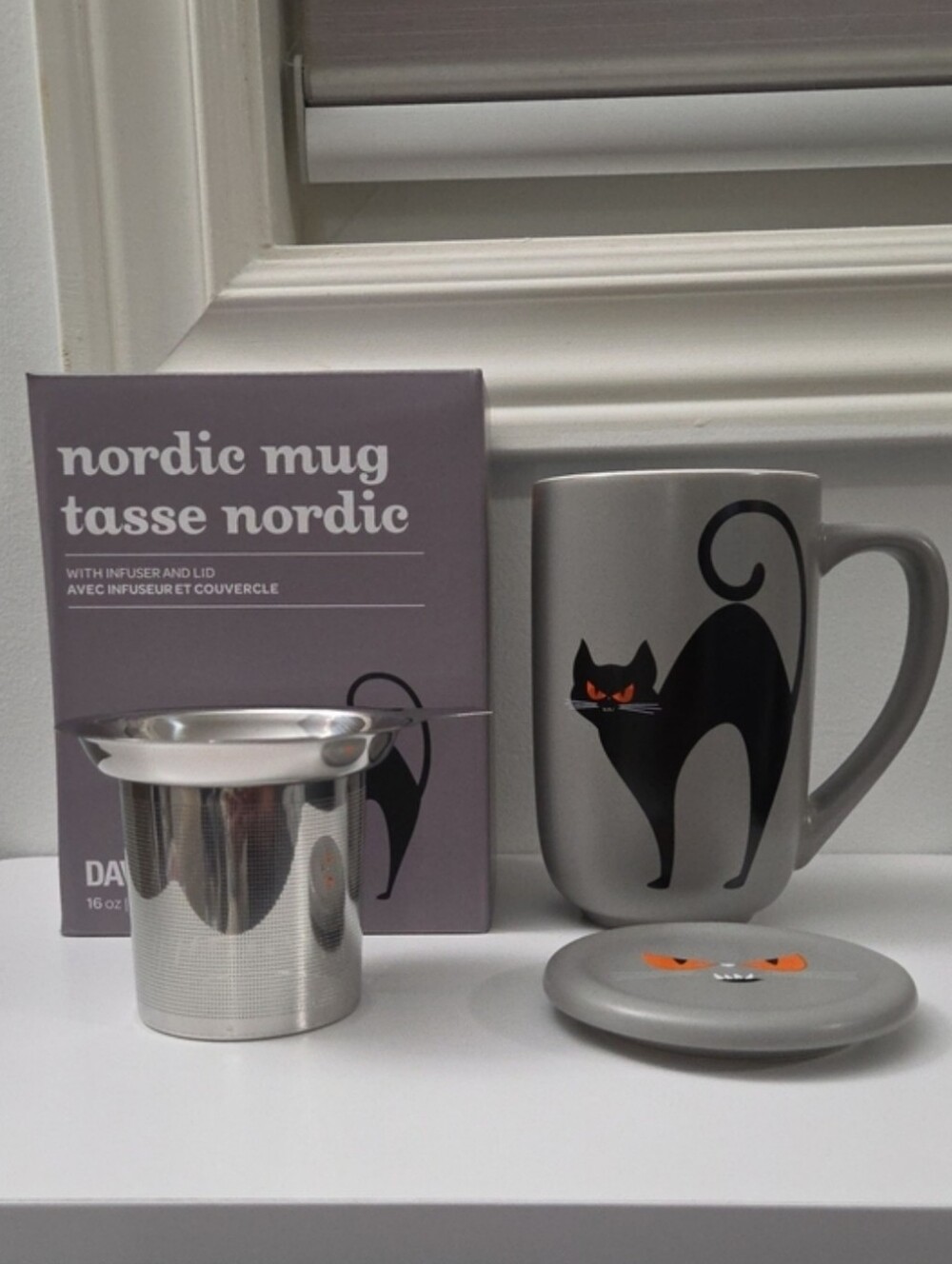 NIB Davidstea SCARDY CAT Halloween Colour Changing Nordic Mug Davids Tea